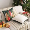 Decorative Christmas Tree Pillow Covers 18x18 Inch Set of 2, Christmas Green Linen Cushion Cases, Winter Christmas Throw Pillows - 2 of 4