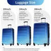 FURNIinspire Bag And Luggage Sets Hard Shell 3 Piece Gradient Color Expandable Suitcase With Spinner Wheels And TSA Lock, Blue, 20" 24" 28" - 3 of 4