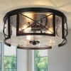 LNC Vine 3-Lights 13-in Matte Black and Seeded Glass Drum LED Flush Mount Lightsing - 2 of 4