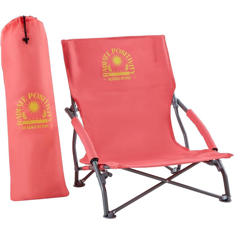 Maui and Sons Comfort Sling Back Bag Beach Camping Picnic Chair Coral, 4 of 8