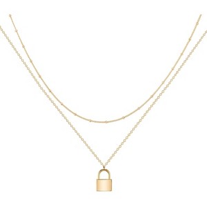 Layered Heart & Arrow Necklace for Women, 18K Gold Plated Dainty Long Choker - 1 of 4