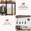 42" Kitchen Island with Storage & Seating – 3-Tier Bakers Rack, Microwave Stand, 5 Hooks – Multi-Functional Dining & Living Room Cart - 3 of 4