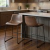 HomeRoots Set of Two 24" Espresso and Black Faux Leather and Steel Counter Height Bar Chairs - 2 of 4