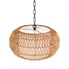 PAKOKULA Farmhouse 3-Light Black Chandelier with Yellow Cage Woven Rattan and White Drum Fabric Shade - 4 of 4