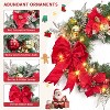 24 Inch Christmas Wreath with Lights for Front Door, Large Lighted Xmas Wreath with Red Gold Balls & Bow for Fireplace Window Indoor Outdoor Decor - 2 of 4