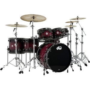 DW Collector's Series Purpleheart 7-Piece Lacquer Specialty Shell Pack Natural to Black Burst With Black Nickel Hardware - 1 of 3