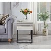 Sapphtopaz Rustic End Table with Storage Drawer Square Night Stand with Metal Base&Handle Small Coffee Table Side Table for Living Room,Bedroom - 3 of 4