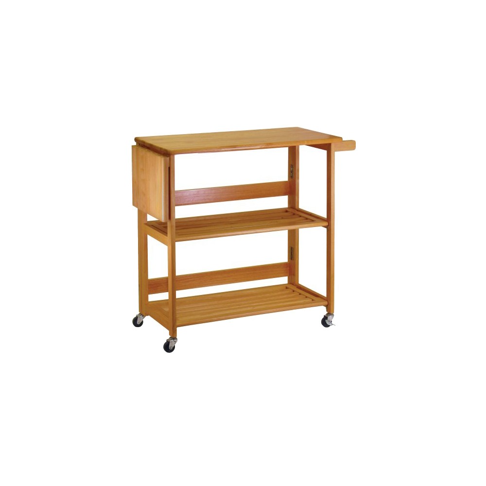 Winsome Light Oak Foldable Ktichen Storage Rolling Cart