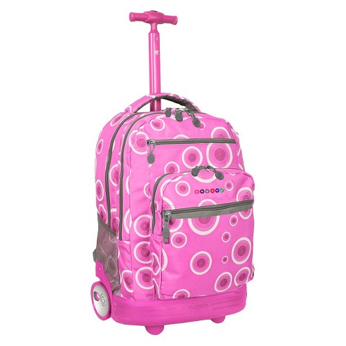 'J World 20'' Sundance Rolling Backpack with Laptop Sleeve - Pink, Girl's, Size: Small'
