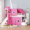 NicBex Twin Size Bunk Bed Roof Shape Loft Bed Pine Bed Frame with Tower, Tent, Storage Stairs, Slide and Guardrail, No Box Spring Required - 2 of 4