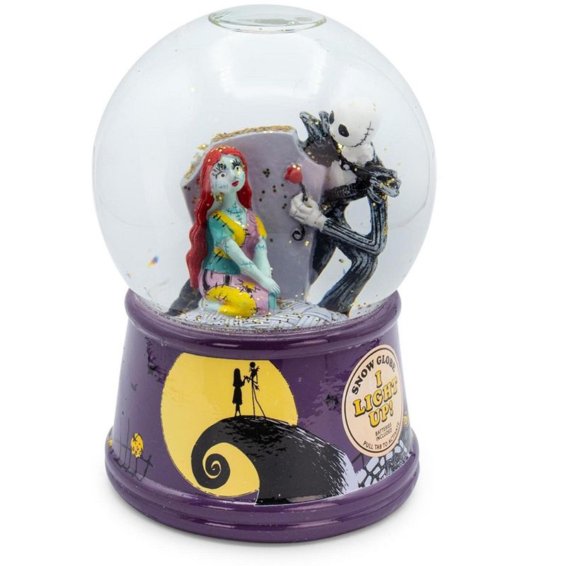 Silver Buffalo Disney Nightmare Before Christmas Jack & Sally Light-Up Snow Globe | 6 Inches, 1 of 8