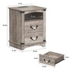 Wood Nightstand with 2 Storage Drawers, LED Light, Charger Station & Ceramic Handle, Farmhouse Night Stand - 2 of 4