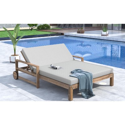 YOOCOZZ 1-Piece Wooden Outdoor Sunbed Seating 2 People,Farmhouse-styled and Ultimate Relaxation