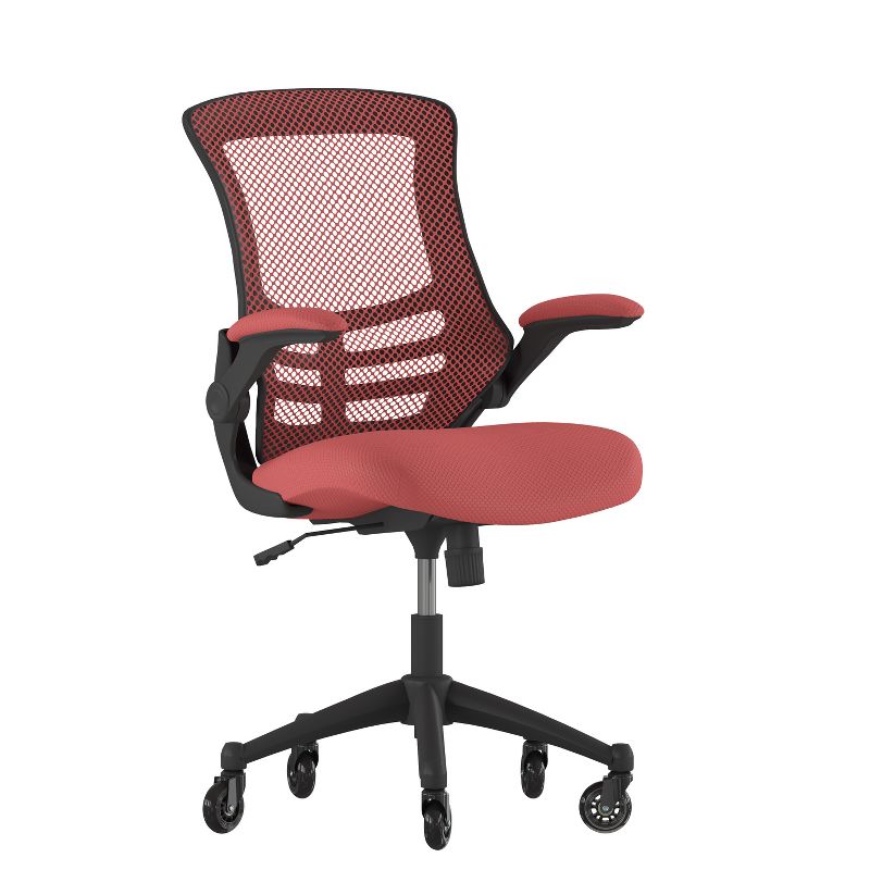 Flash Furniture Kelista Mid-Back Swivel Ergonomic Task Office Chair with Flip-Up Arms and Transparent Roller Wheels, 1 of 9