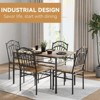Dining Table Set of 4, Retro Industrial Dining Table & Chairs, Wood Table Chairs Set for Small Space, 1 Table + 4 Chairs (Rustic Brown) - 3 of 4