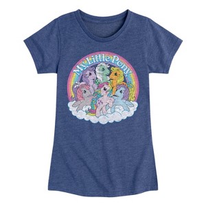 Girls' - My Little Pony - Retro Group with Rainbow Fitted Short Sleeve Graphic T-Shirt - 1 of 3