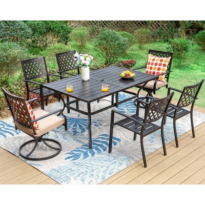 7pc Outdoor Dining Set with 37" Table & Swivel Arm Chairs - Captiva Designs
