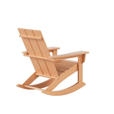 Teak Semi-Glossy Plastic Adirondack Outdoor Rocking Chair