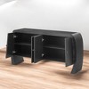 Elegant 4-Door Ash Veneer Storage Cabinet with Curved Legs, Antique Brass Handles,MDF Construction, Large Storage Space for Hallways,Entrances - 4 of 4