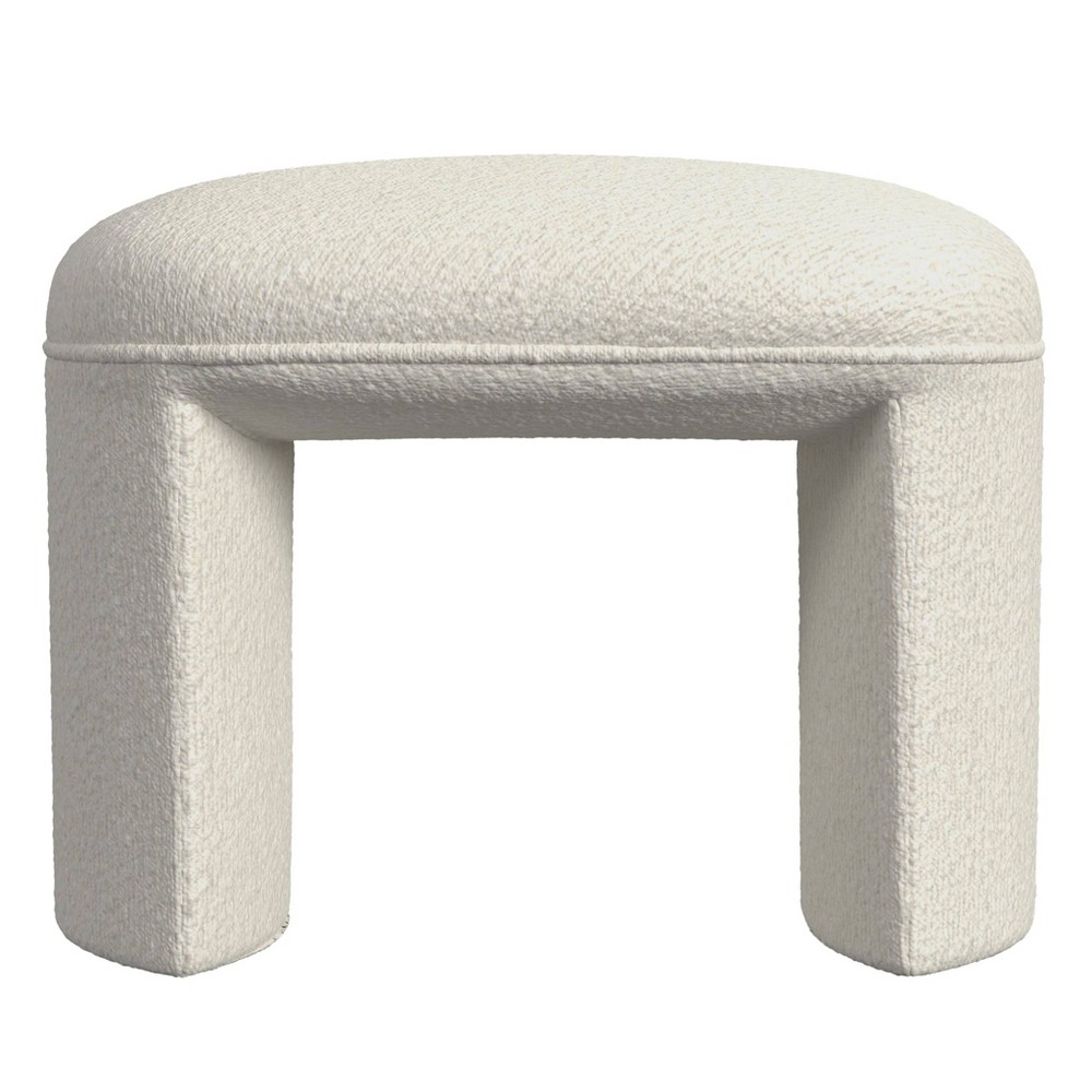 Photos - Pouffe / Bench Quinn Ottoman Cream Boucle - HomePop