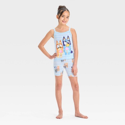 Girls' Bluey Tight Fit Tank Pajama Set - Blue