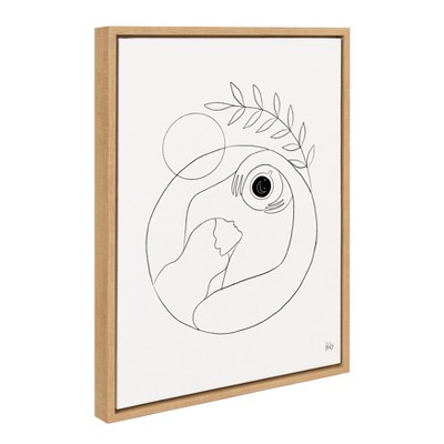 Morning Coffee Hug Abstract Canvas Print with Natural Frame