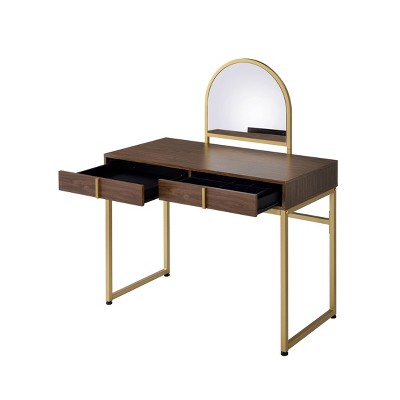 Vynxaria Elegant Vanity Desk with Mirror & Jewelry Tray - Stylish Storage Solution