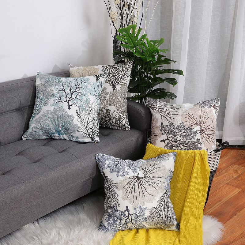 PiccoCasa 4 Pcs 18"x18" Linen for Sofa Bedroom Decorative Pillow Cover Multicolored, 1 of 8