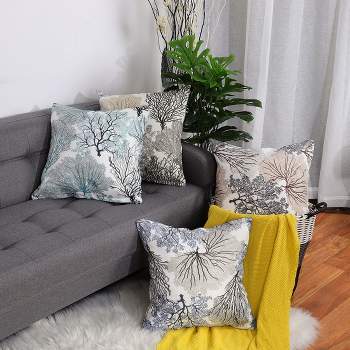 PiccoCasa 4 Pcs 18"x18" Linen for Sofa Bedroom Decorative Pillow Cover Multicolored