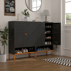 Airsurfer Double Door Shoe Cabinet,3 Adjustable Compartments for Flexible Storage, Suspended Hollow Shoe Compartment, Moisture-proof High Foot Design - 1 of 4