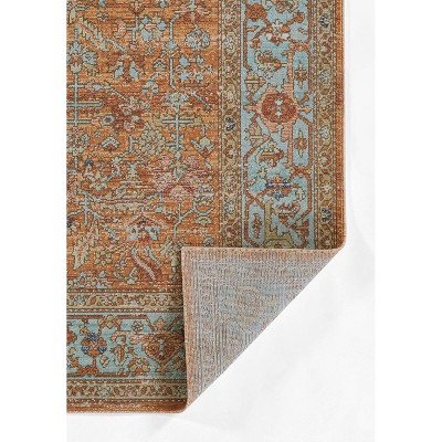 Orange and Blue Rectangular Synthetic Rug 9'3" x 11'10"