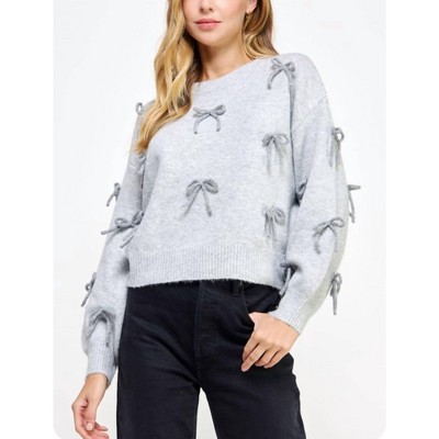 Women's Bow Embellished Sweater - Strut & Bolt