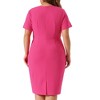Agnes Orinda Women's Plus Size Retro Sheath Short Sleeve Business Pencil Bodycon Dresses - 4 of 4
