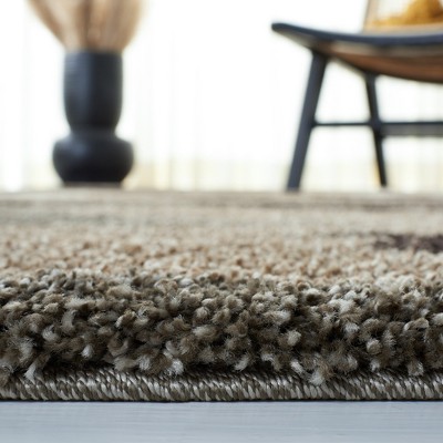 Gray and Beige Camouflage Shag Area Rug 8'6" x 12'