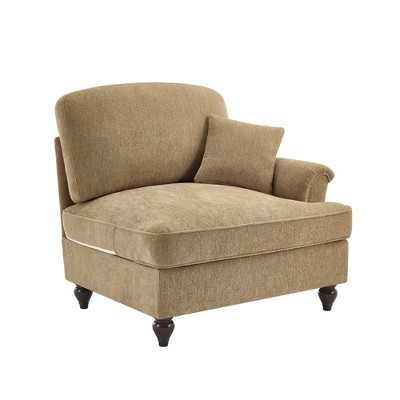 Vynxaria Modern Chenille Sofa Light Coffee, W/1 Pillow, Detachable Ruffle Skirts (2 Styles), Multi-Module Configurable
