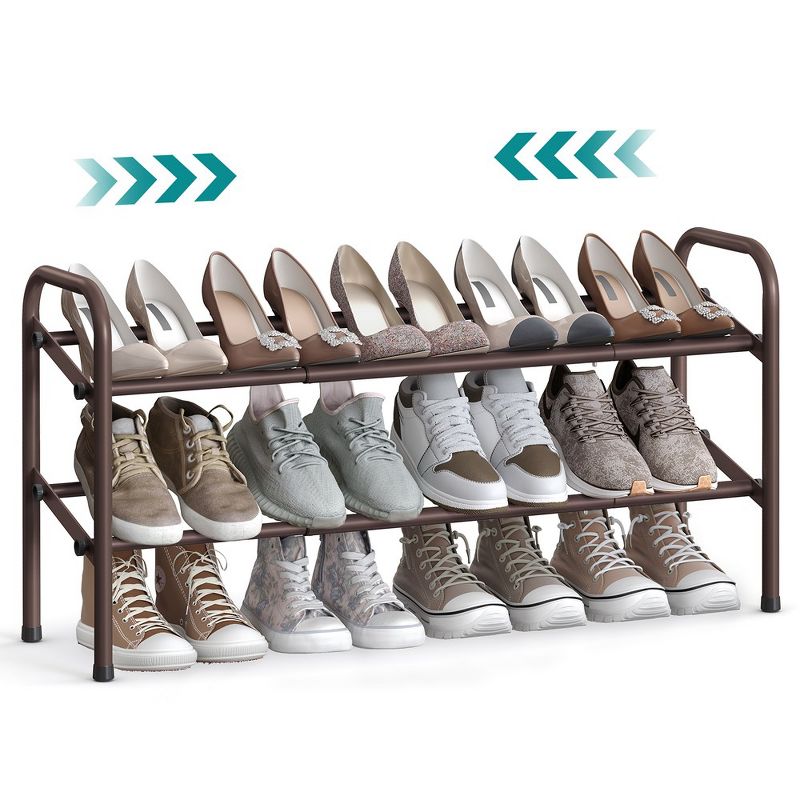 SONGMICS Shoe Rack 12-Tier Tall Metal Shoe Storage Organizer Set of 2 6-Tier Big Stackable Shoes Rack Shelf, 1 of 7