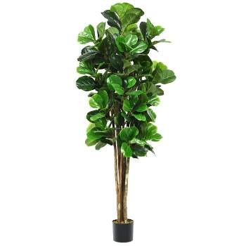 Costway 6-Feet Artificial Fiddle Leaf Fig Tree Indoor-Outdoor Home Decorative Planter