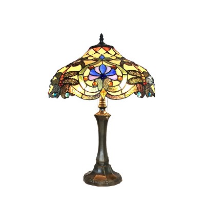 Chloe Lighting Amberwing Tiffany-style 2 Light Dragonfly Table Lamp 17" Shade