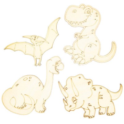 Bright Creations Wood Cutouts for Crafts, Dinosaur Cutouts (4 x 5 in, 24 Piece)