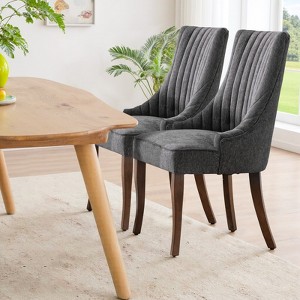 IULULU Dining Chairs, Upholstered Featuring Tufted Back Design and Solid Wood Legs Set of 2 - 1 of 4