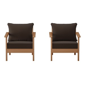 WestinTrends Avalon Outdoor Modern HDPE Patio Club Chairs with Deep Seat Cushions (Set of 2) - 1 of 4