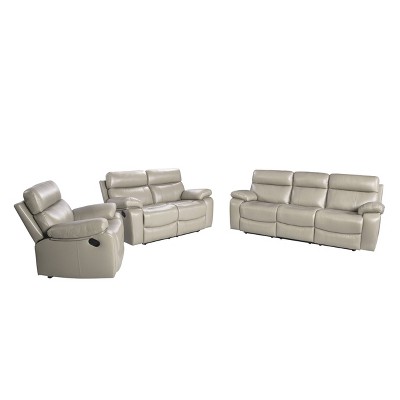 3pc Cortez Leather Reclining Sofa Set Beige - Abbyson Living