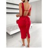 Mocamel Women's Backless V - Neck Bodycon Dress - Bow & Side Slit for Party & Club - 2 of 4