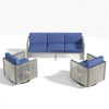 POCASSY 3PCS Patio Furniture Set with Patio Swivel Chairs, All Weather Wicker Rattan Outdoor Conversation Set with Patio Couch Sofa Meatl Swivel Chair - 2 of 4