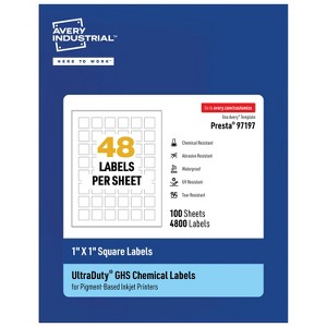 Avery UltraDuty GHS Labels, Waterproof, 1 X 1 Inch Square Labels, for Use with Pigment Inkjet Printers - 1 of 4
