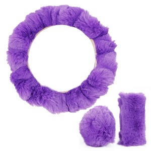 Unique Bargains Car Steering Wheel Cover with Handbrake Cover Gear Shift Cover Set - 1 of 4