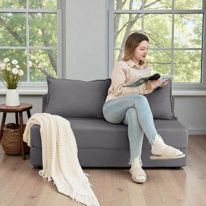 Mshliw Foldable Sofa Bed with Pillow, Convertible Lounger & Floor Mattress, Corduroy Sleeper Chair for Living Room, Dorm, Guest Room – Twin - 1 of 4