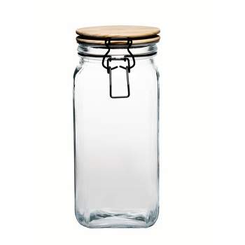 MOLADRI 420ML/15Oz Clear Glass Storage Canister with Wooden Spoon