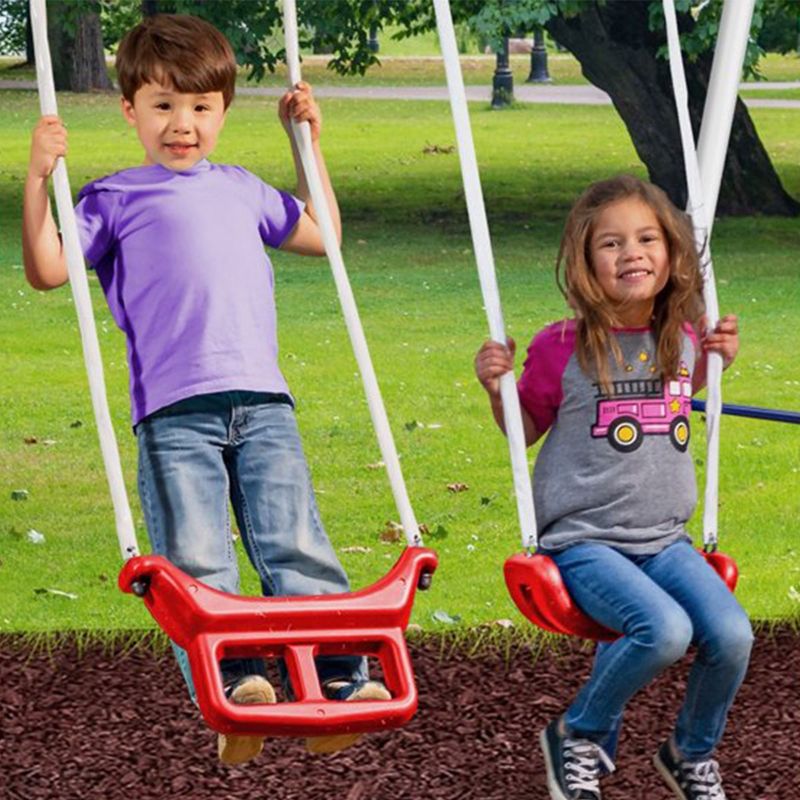 XDP Recreation Freedom Fun Metal A-Frame Kids Outdoor Swing Set 7 Child Capacity Backyard Playground Toy Set with Slide, 3 Swing Types, and See-Saw, 5 of 7