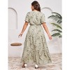 BLUEMING Summer Maxi Dress for Plus Size Women Tie Wasit Surplice Dress Flutter Sleeve A-Line Dress - 2 of 4